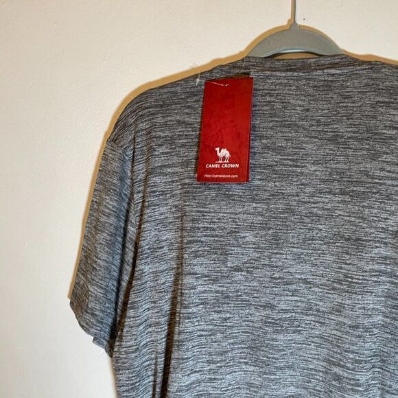 Camel Crown Mens Grey Heather Perormance Athletic Crew Neck T Shirt Size Small - Picture 5 of 9
